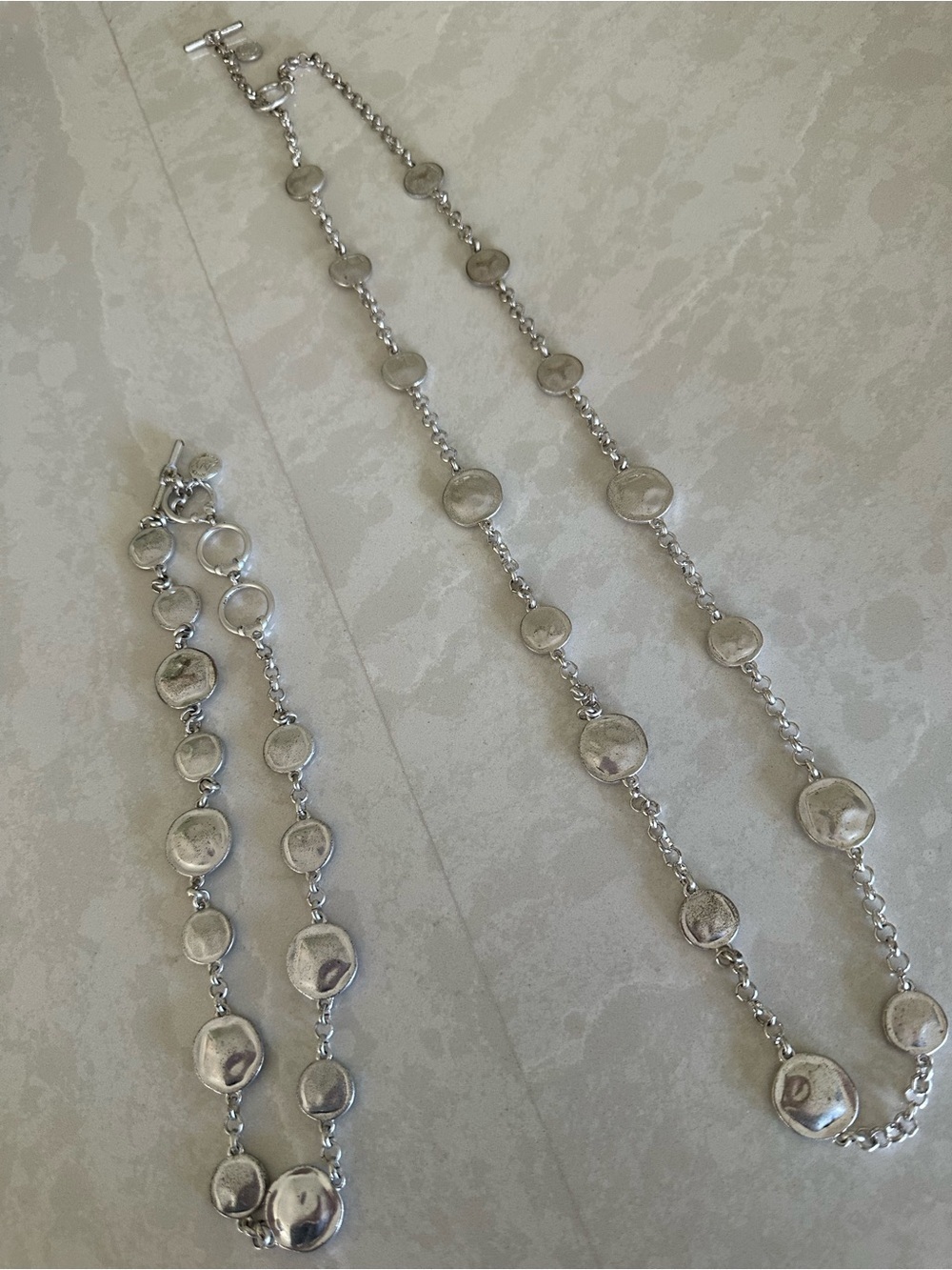Jones New York Polished Silver Disc Link Necklace Set